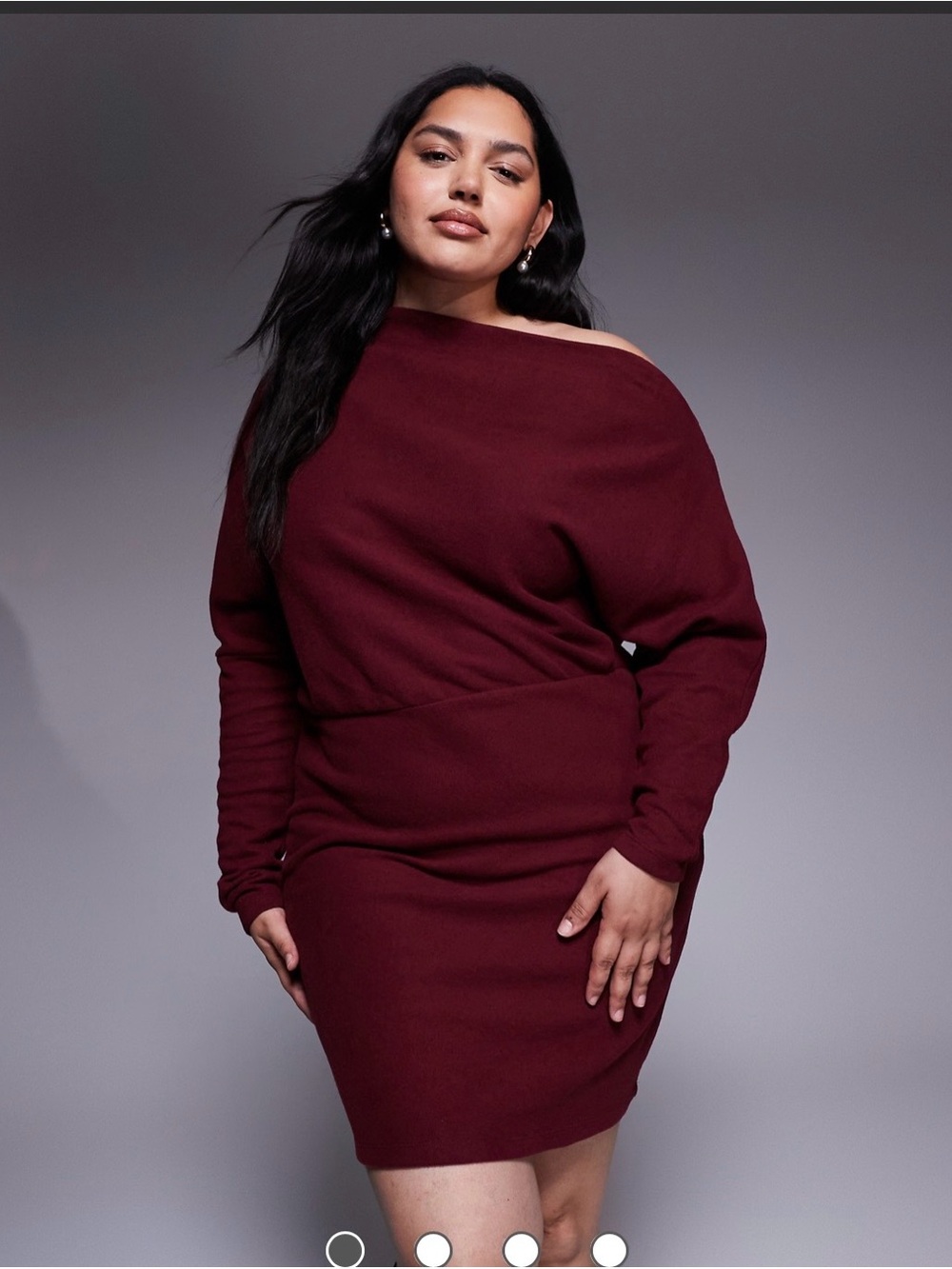ASOS Design Off-Shoulder Burgundy Bodycon Dress